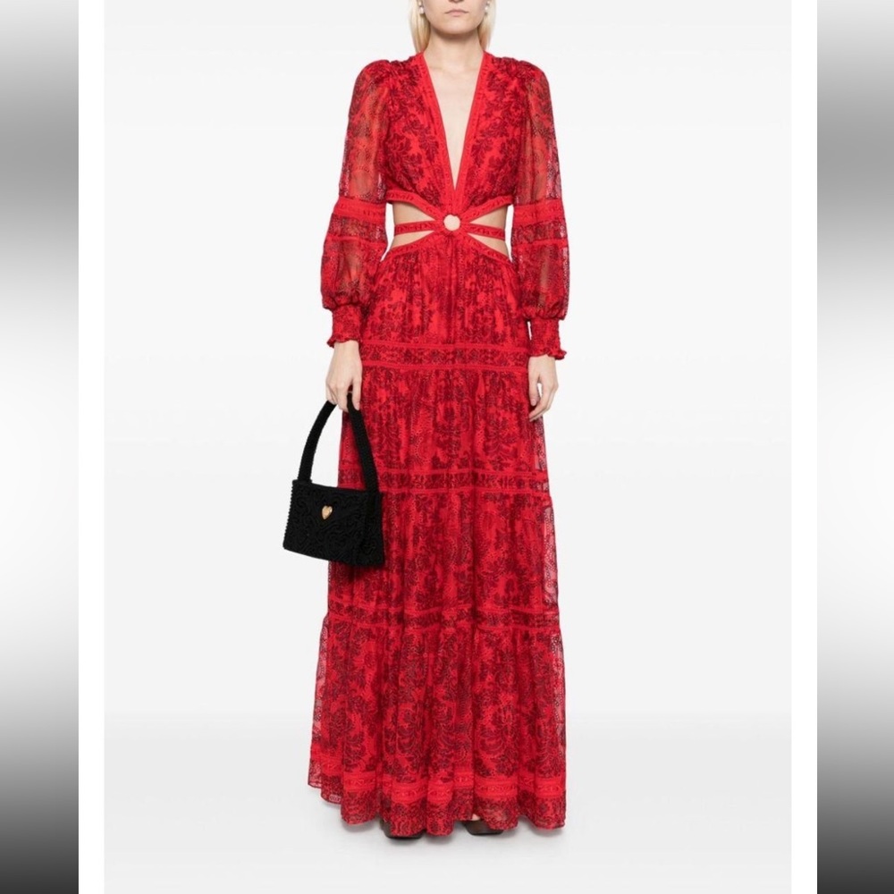 Alice + Olivia Red Long Sleeve Maxi Dress